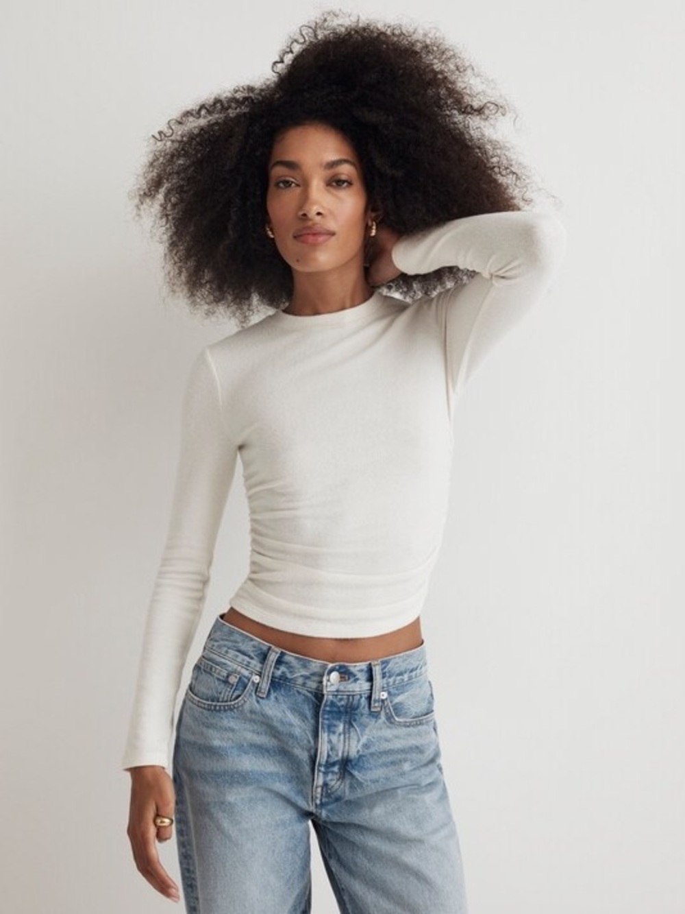 Madewell Brushed Jersey Ruched Long-Sleeve Tee